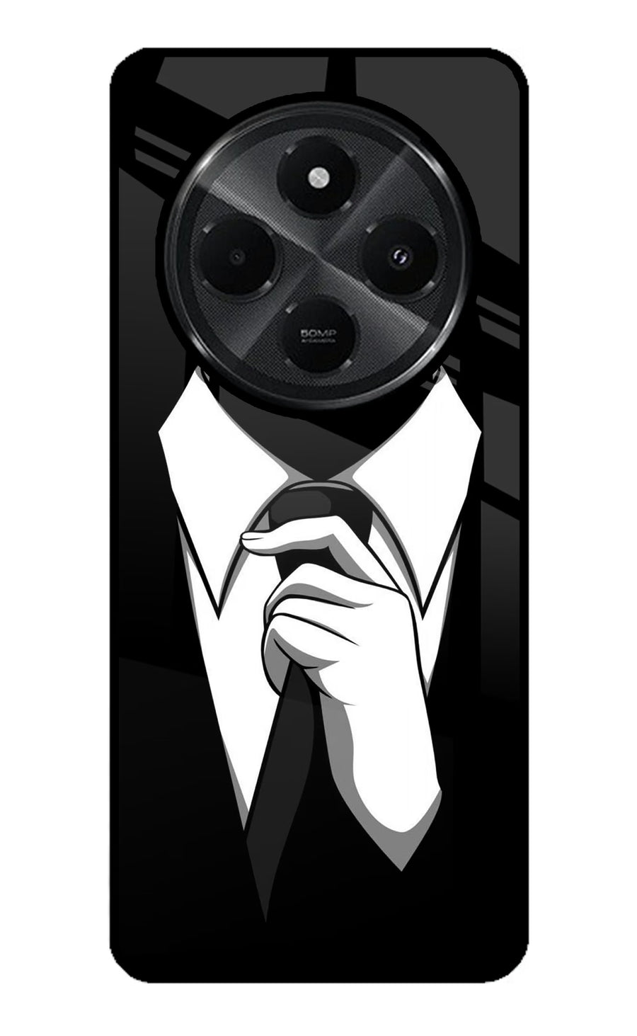 Black Tie Redmi A4 5G Back Cover, Glass case