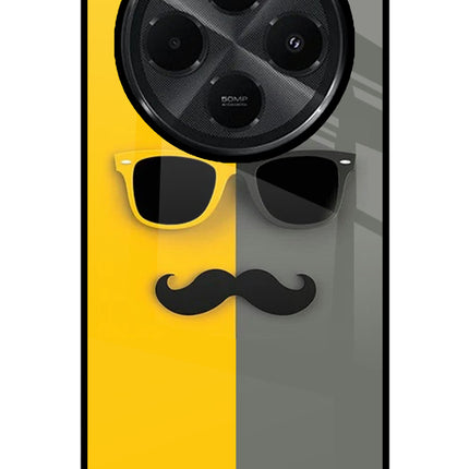 Sunglasses with Mustache Redmi A4 5G Glass Case Back Cover by Casekaro