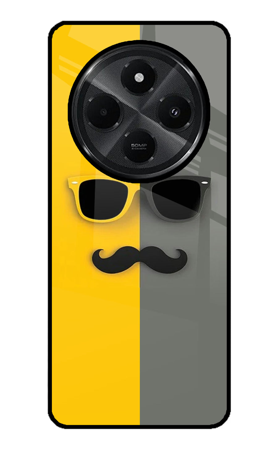 Sunglasses with Mustache Redmi A4 5G Back Cover, Glass case