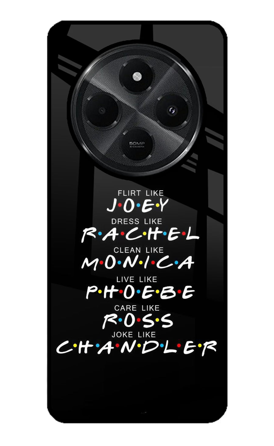 FRIENDS Character Redmi A4 5G Back Cover, Glass case