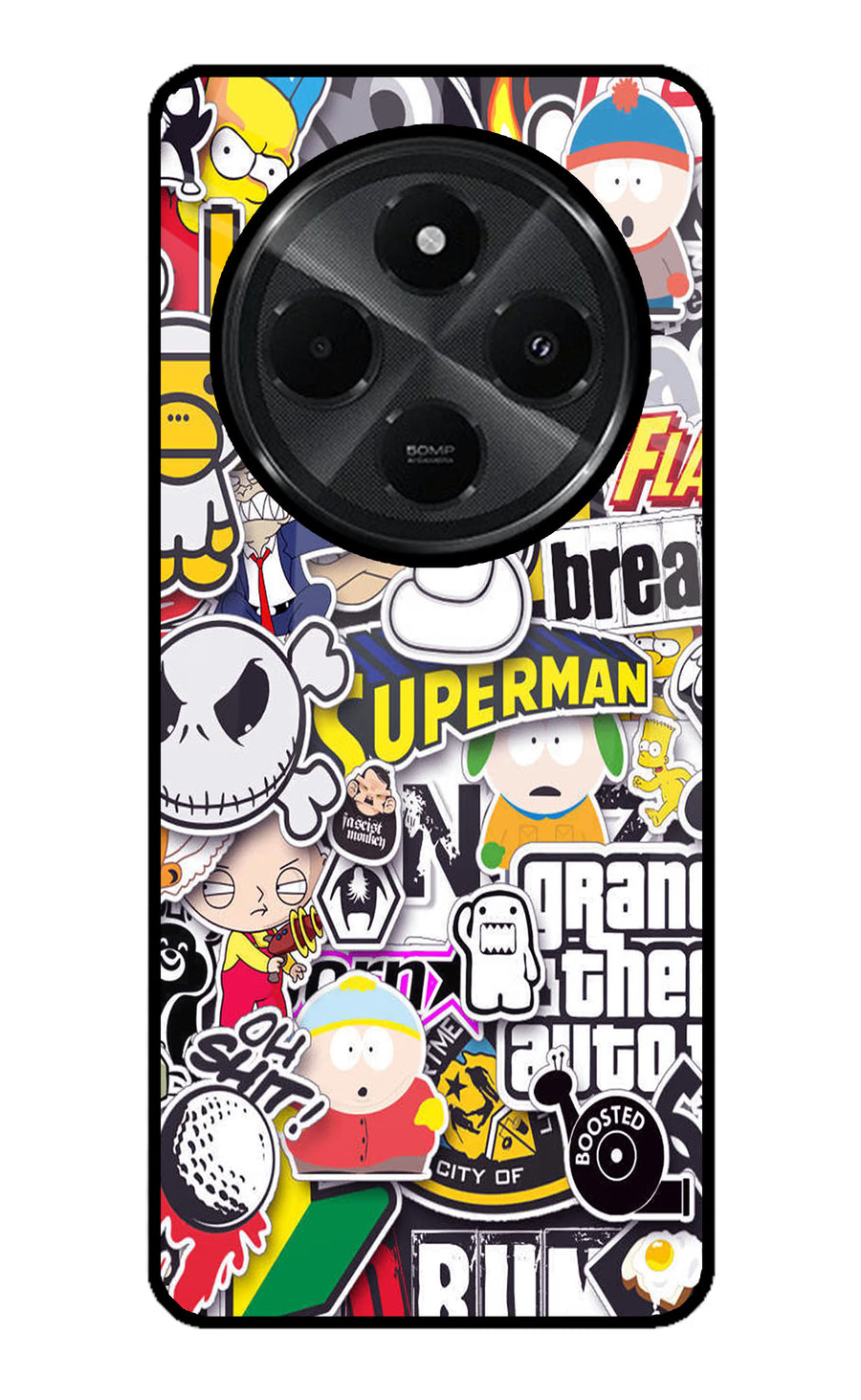 Sticker Bomb Redmi A4 5G Back Cover, Glass case