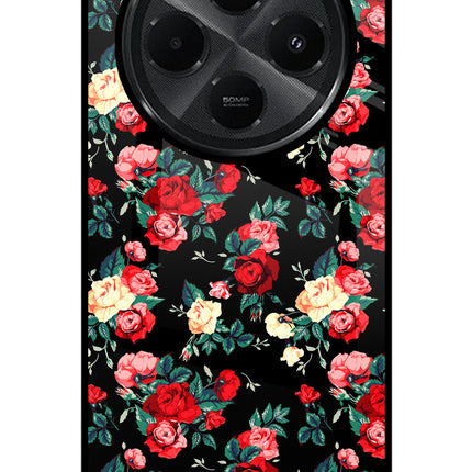 Rose Pattern Redmi A4 5G Glass Case Back Cover by Casekaro