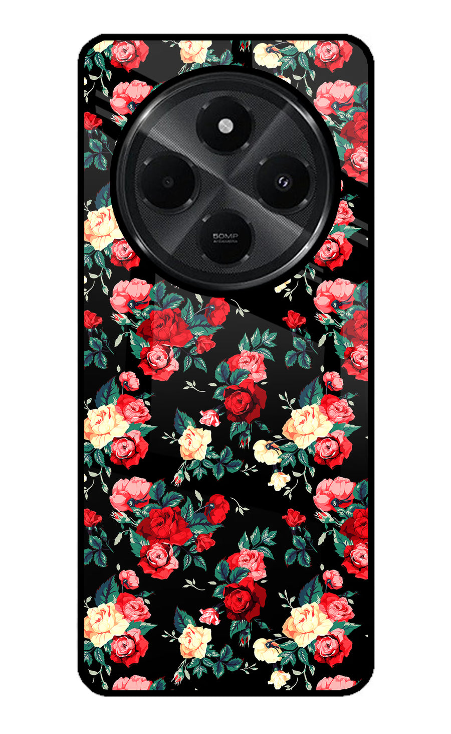 Rose Pattern Redmi A4 5G Back Cover, Glass case