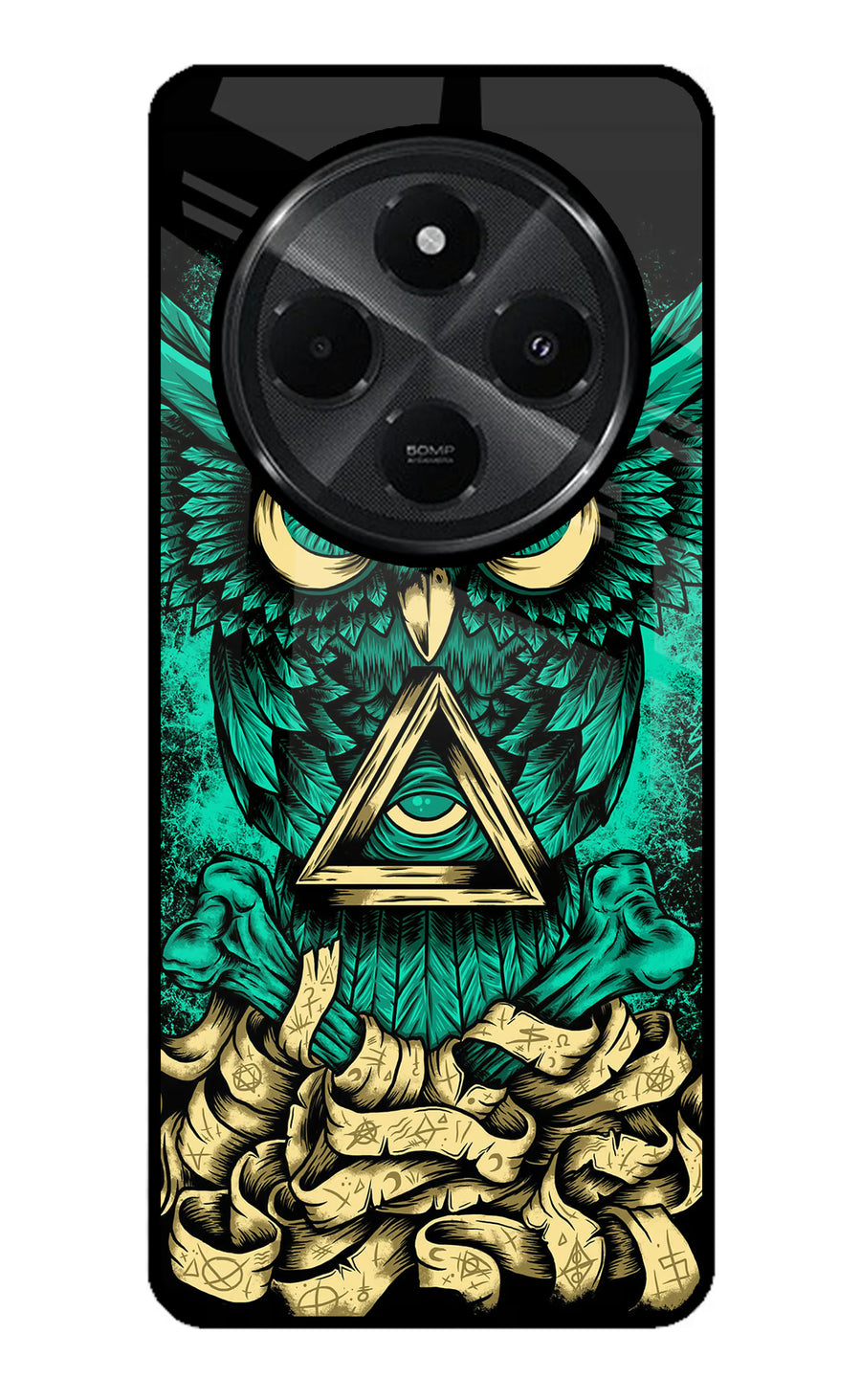 Green Owl Redmi A4 5G Back Cover, Glass case