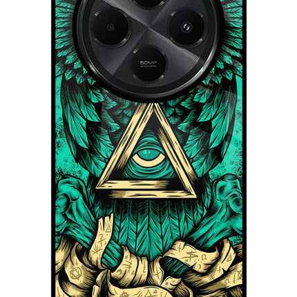 Green Owl Redmi A4 5G Glass Case Back Cover by Casekaro