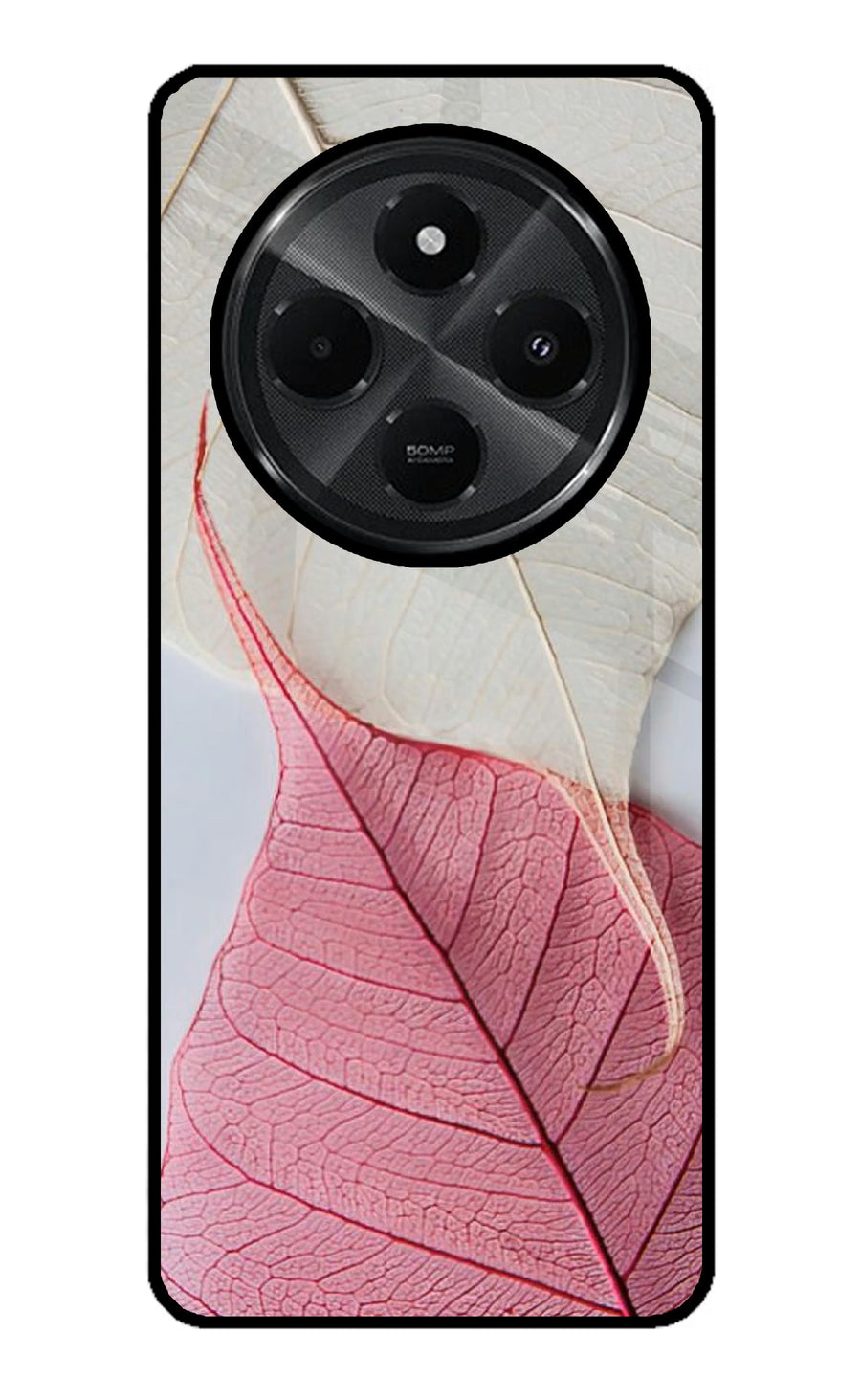 White Pink Leaf Redmi A4 5G Back Cover, Glass case