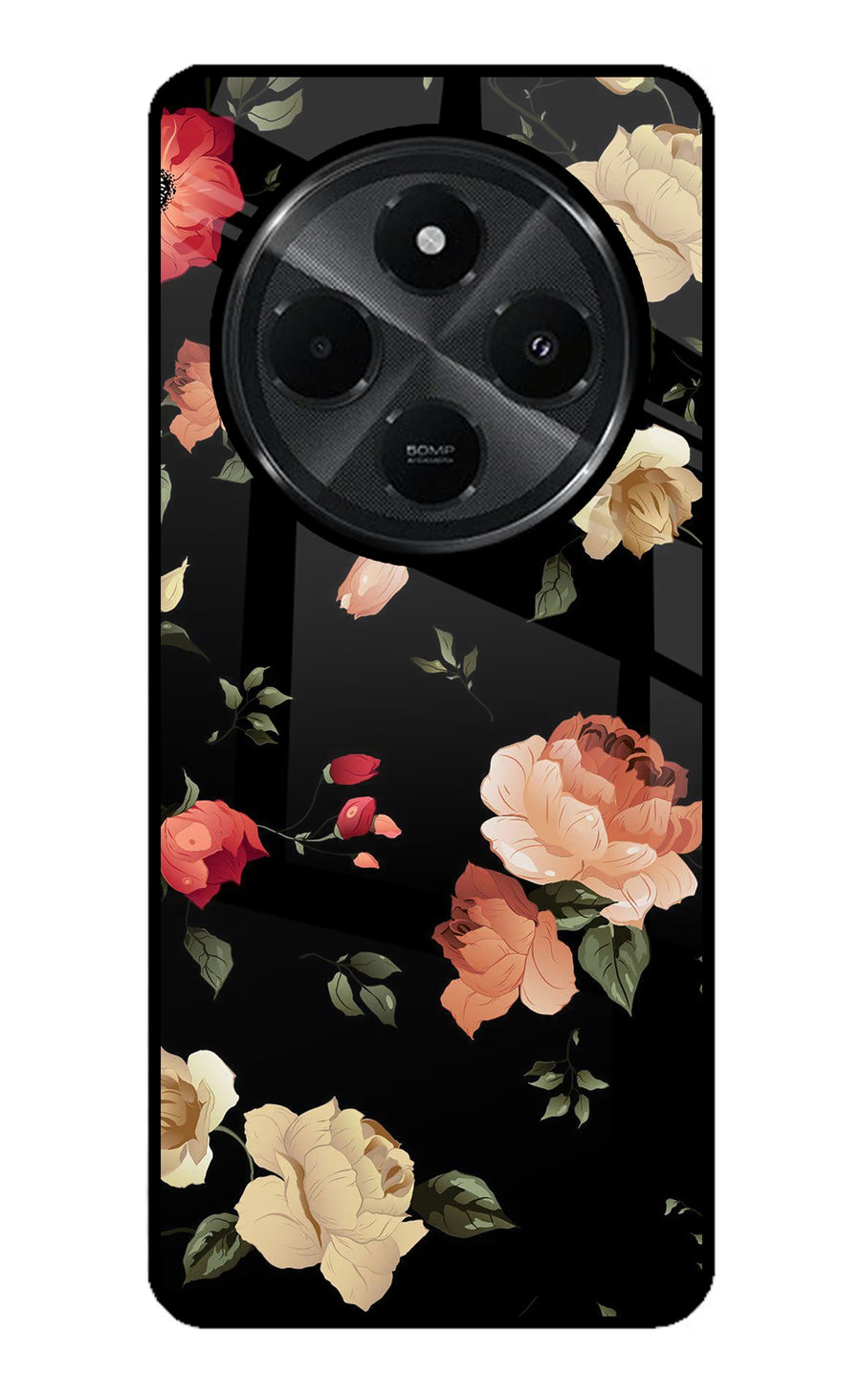 Flowers Redmi A4 5G Back Cover, Glass case
