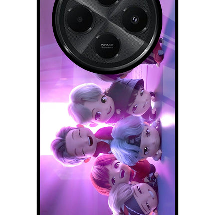 BTS Chibi Redmi A4 5G Glass Case Back Cover by Casekaro