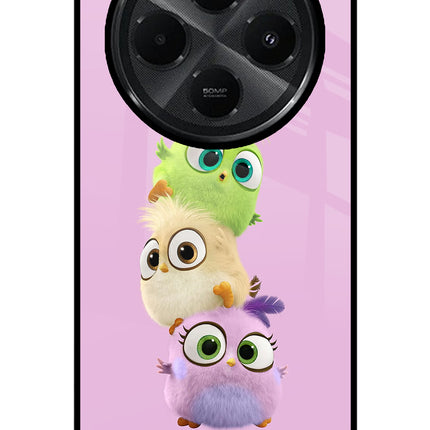 Cute Little Birds Redmi A4 5G Glass Case Back Cover by Casekaro