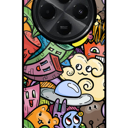 Veggie Doodle Redmi A4 5G Glass Case Back Cover by Casekaro