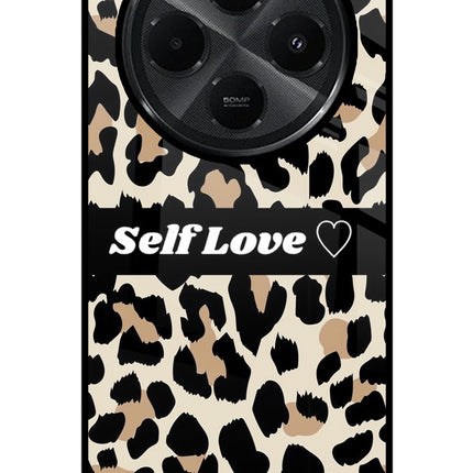 Leopard Print Self Love Redmi A4 5G Glass Case Back Cover by Casekaro