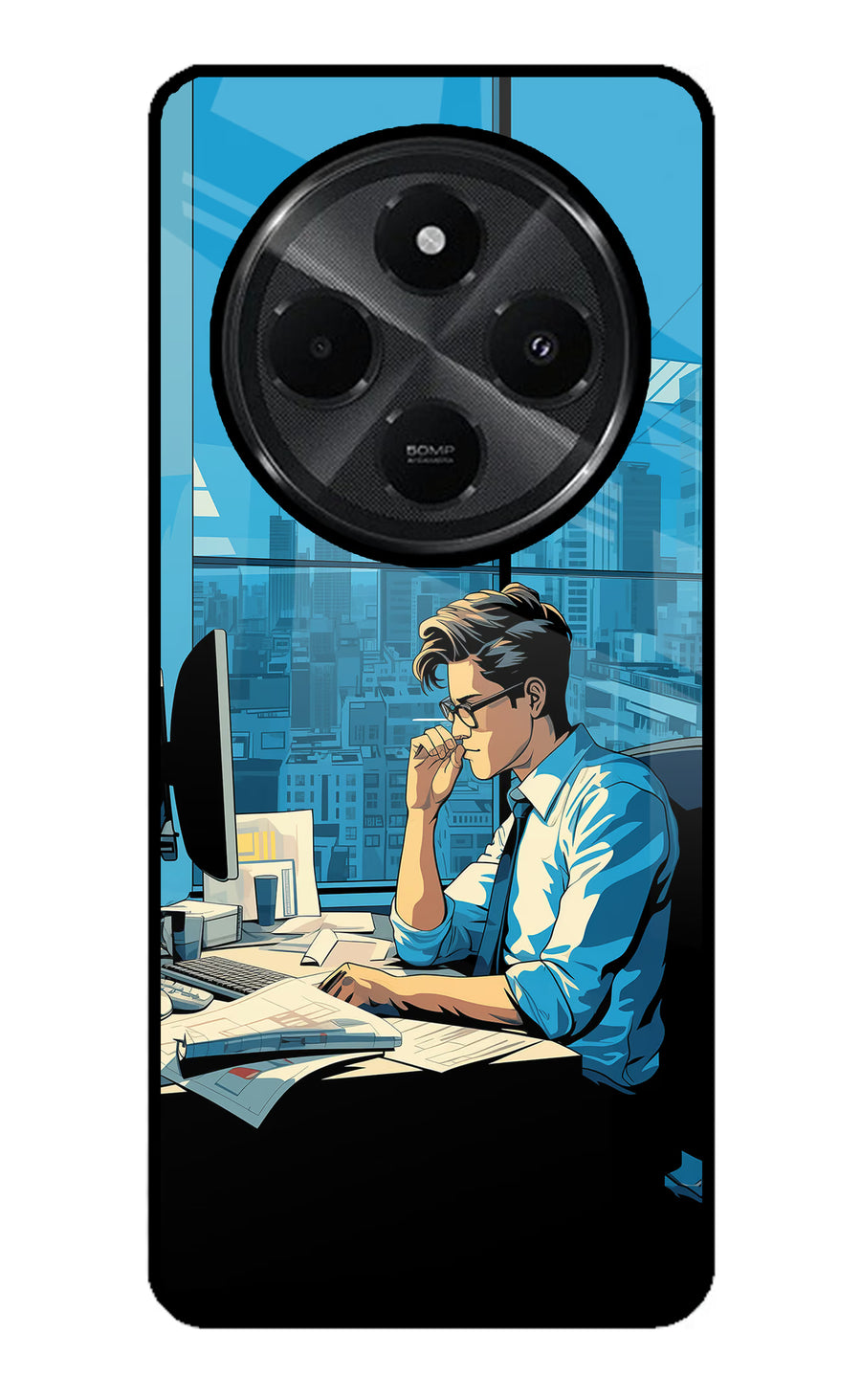 Focused Hustler (AI Generated) Redmi A4 5G Back Cover, Glass case