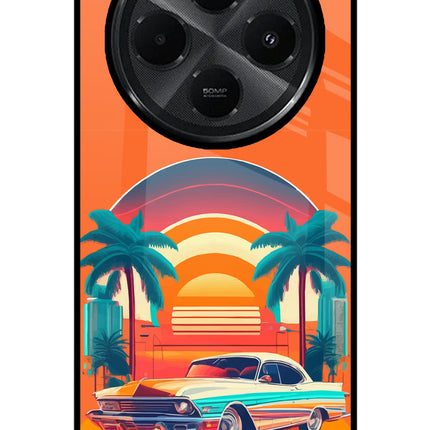 Palm Drive 80s Redmi A4 5G Glass Case Back Cover by Casekaro
