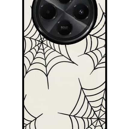 Spider Web Redmi A4 5G Glass Case Back Cover by Casekaro