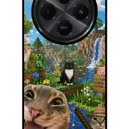 Minecraft Cat Chaos Redmi A4 5G Glass Case Back Cover by Casekaro