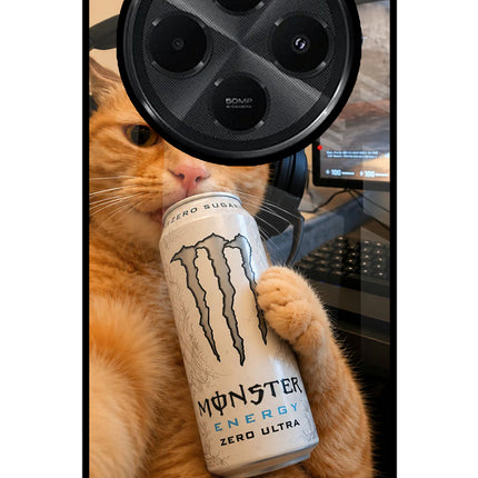 Gamer Cat Energy Redmi A4 5G Glass Case Back Cover by Casekaro