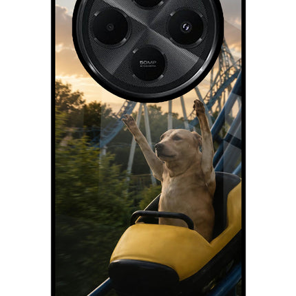 Rollercoaster Dog Redmi A4 5G Glass Case Back Cover by Casekaro