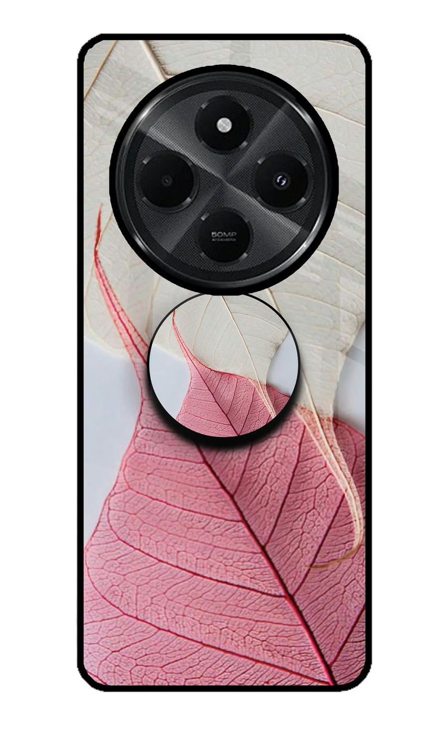 White Pink Leaf Redmi A4 5G Pop Case, Glass case