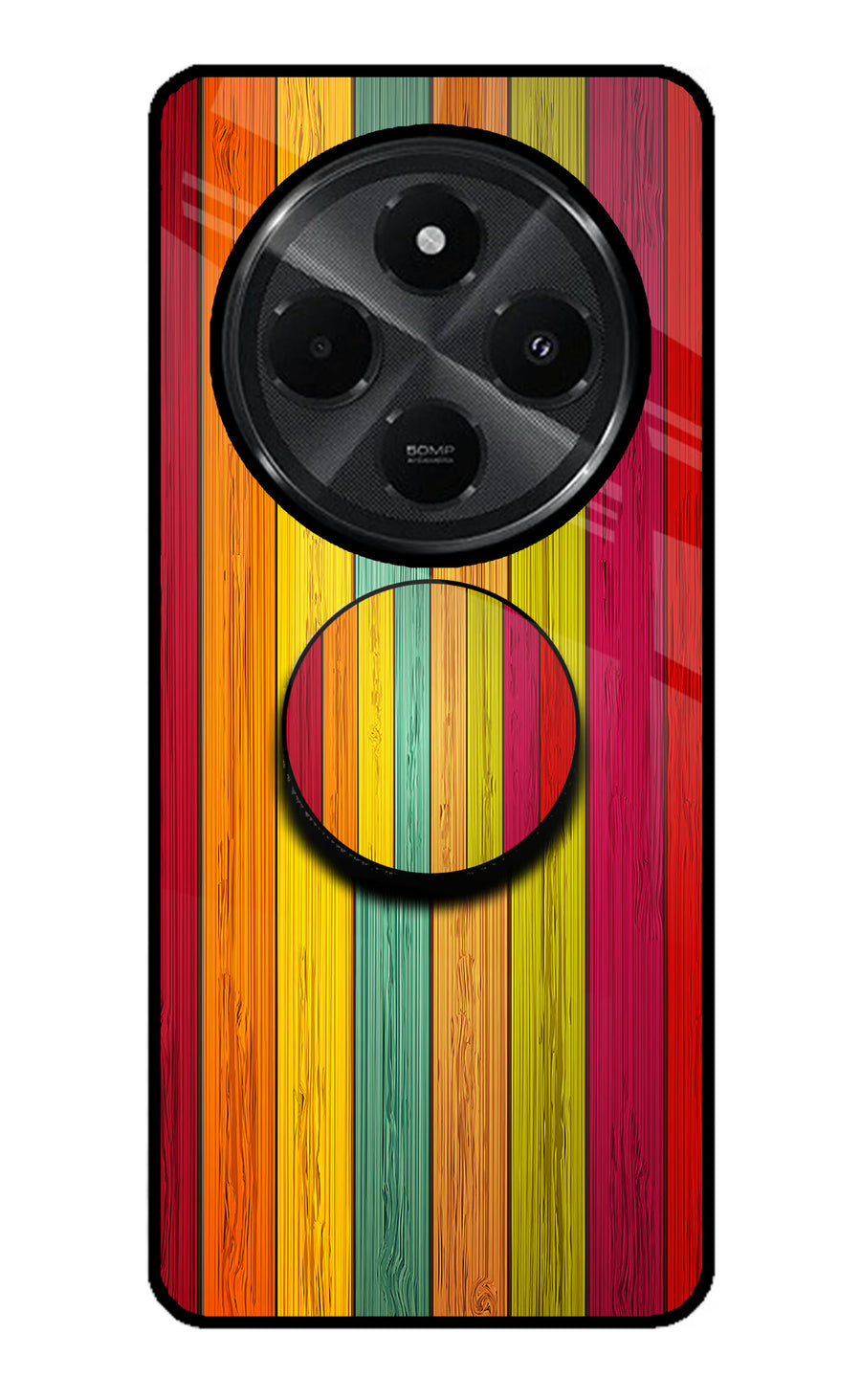 Multicolor Wooden Redmi A4 5G Pop Case, Glass case