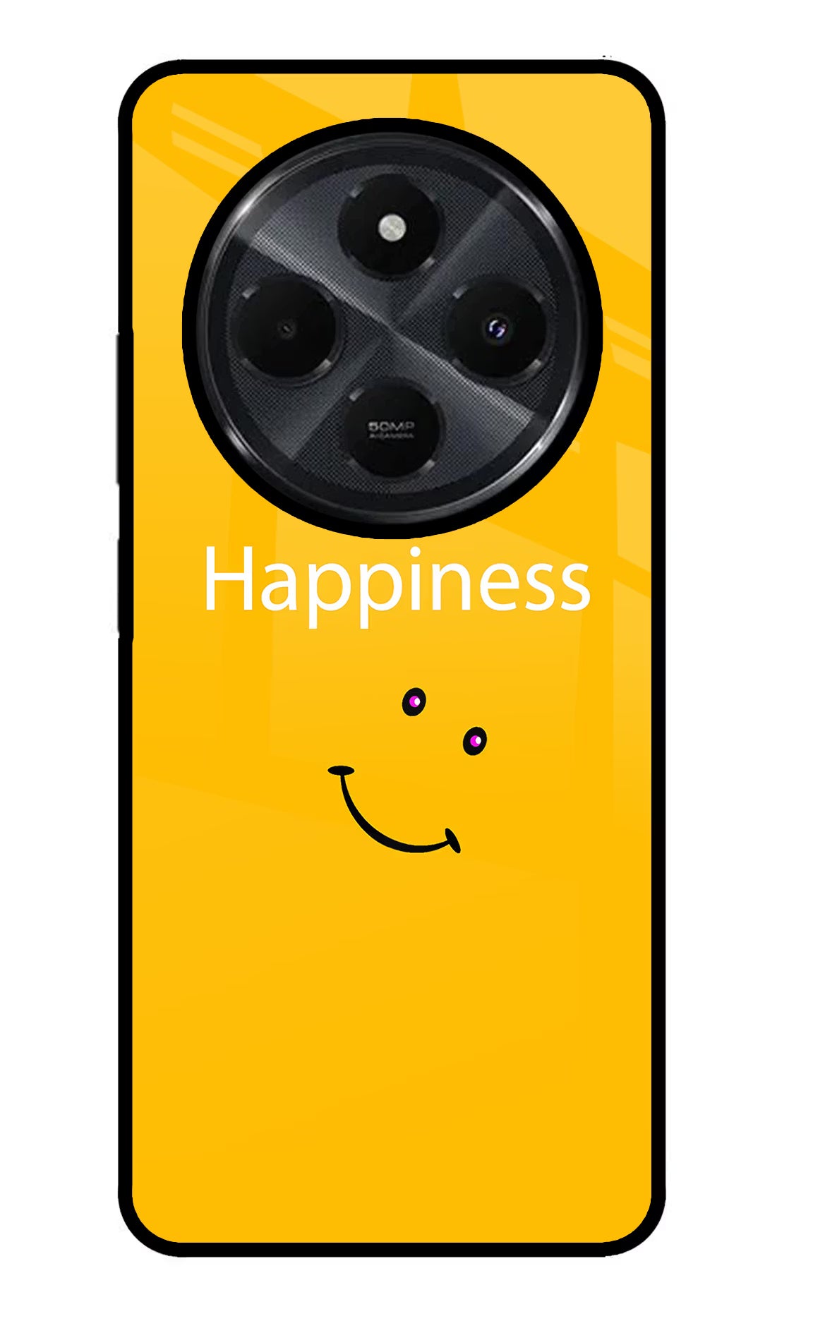 Happiness With Smiley Redmi 14C 5G Glass Case Back Cover by Casekaro
