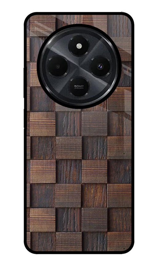 Wooden Cube Design Redmi 14C 5G Glass Case