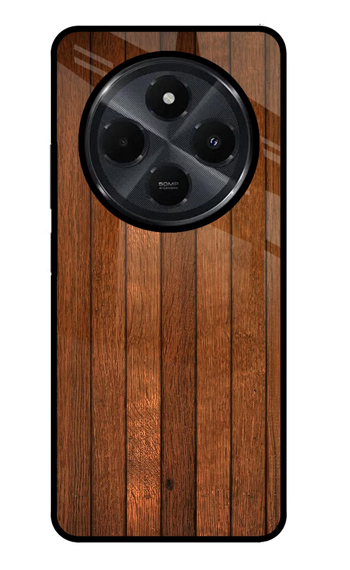 Wooden Artwork Bands Redmi 14C 5G Glass Case Back Cover by Casekaro