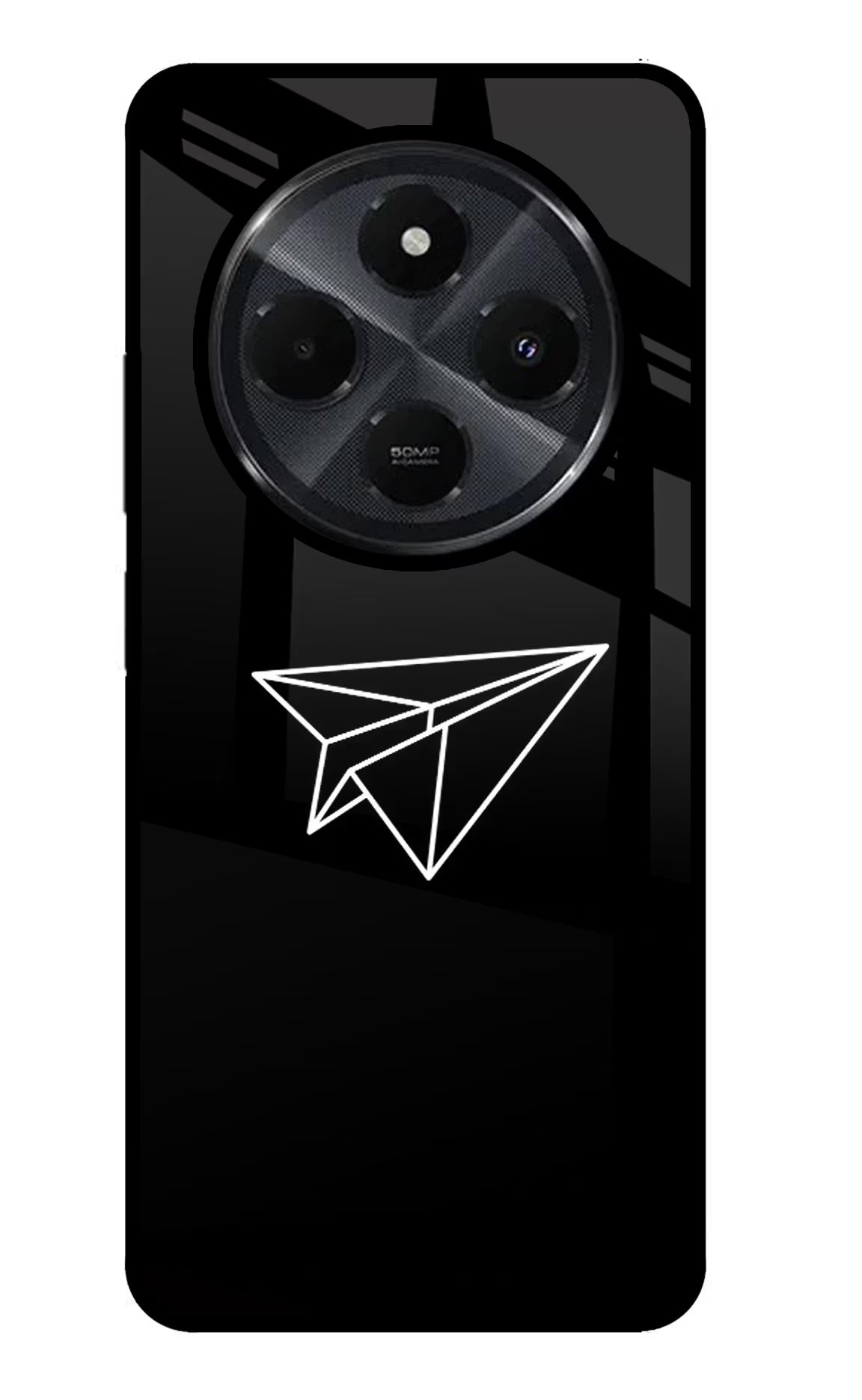 Paper Plane White Redmi 14C 5G Glass Case Back Cover by Casekaro