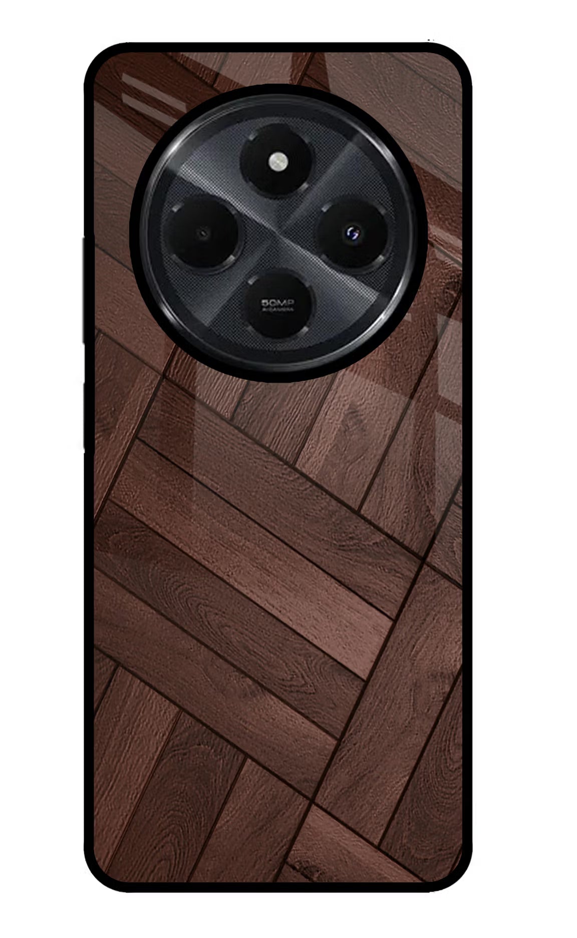 Wooden Texture Design Redmi 14C 5G Glass Case Back Cover by Casekaro