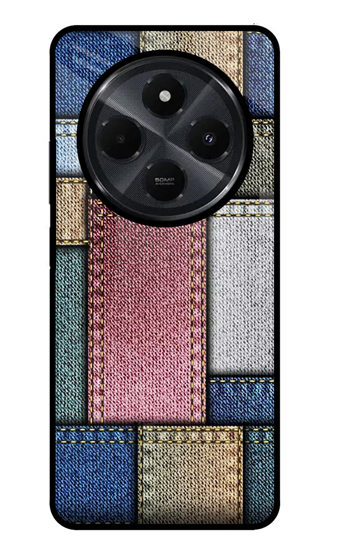 Multicolor Jeans Redmi 14C 5G Glass Case Back Cover by Casekaro