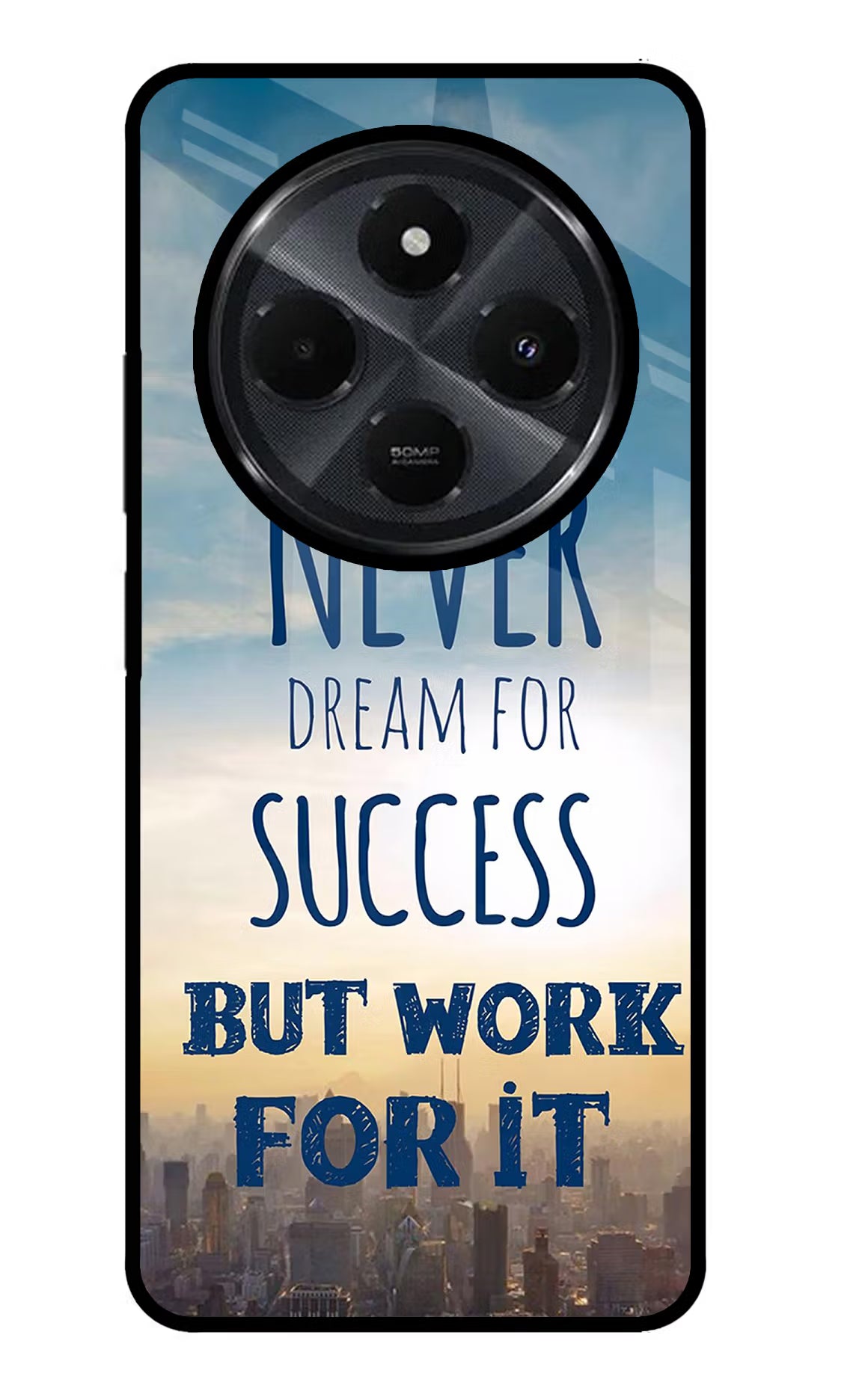 Never Dream For Success But Work For It Redmi 14C 5G Glass Case Back Cover by Casekaro