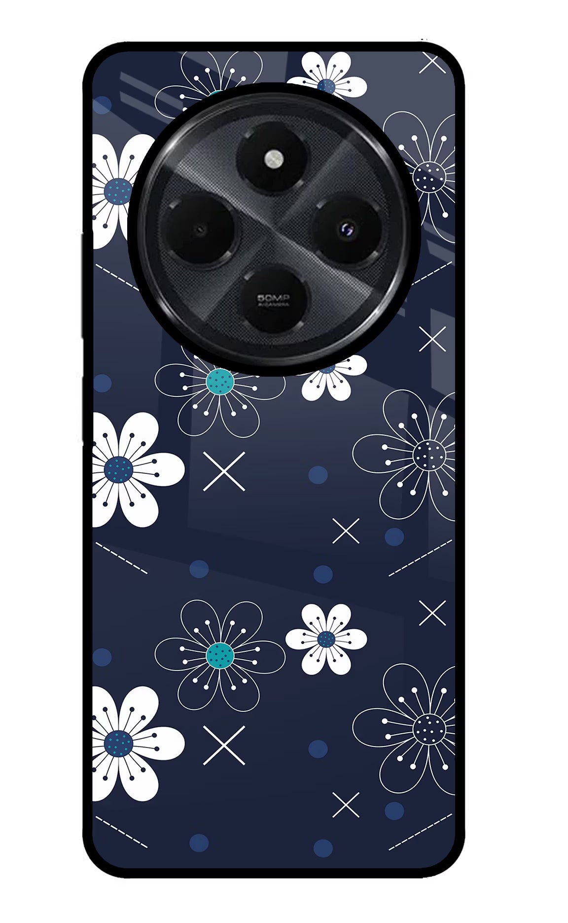 Flowers Redmi 14C 5G Glass Case Back Cover by Casekaro