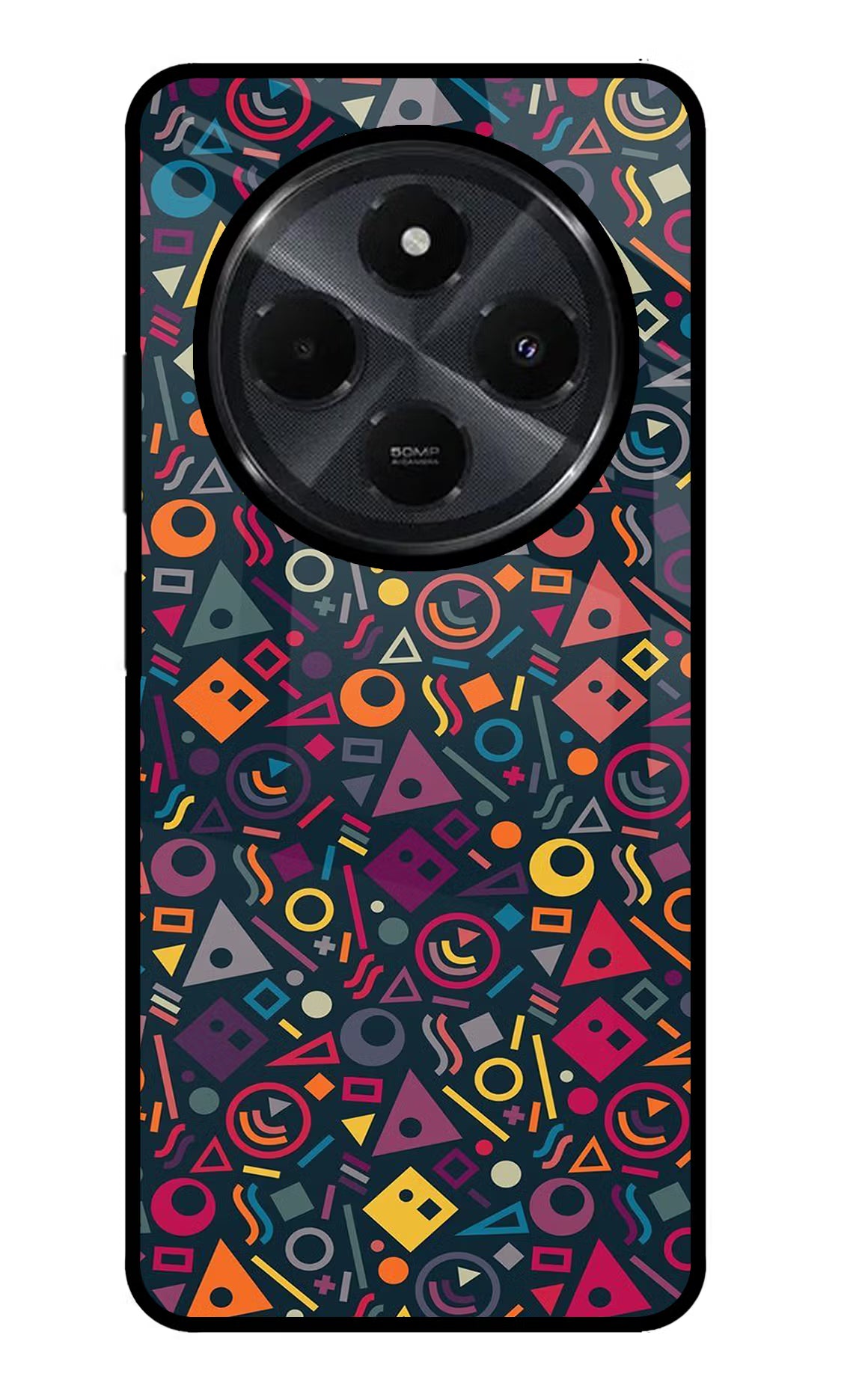 Geometric Abstract Redmi 14C 5G Glass Case Back Cover by Casekaro