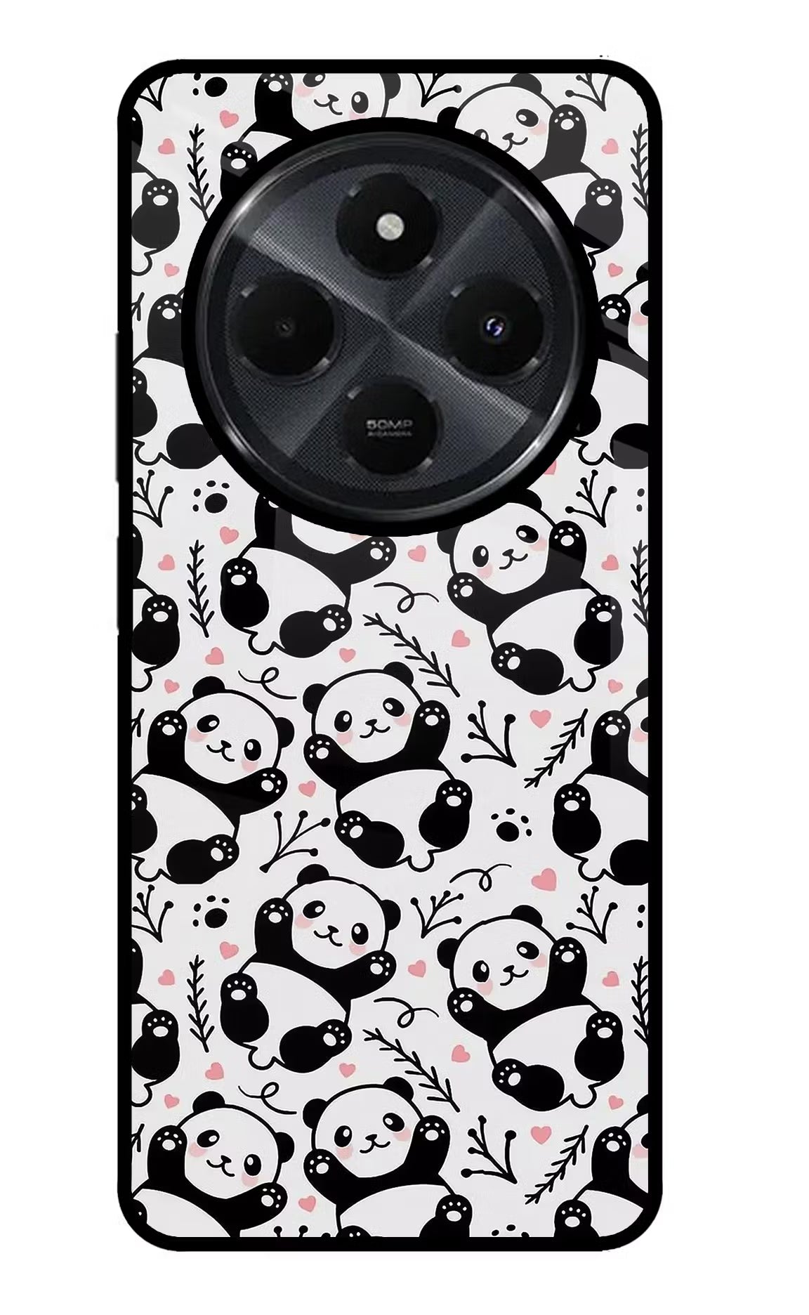 Cute Panda Redmi 14C 5G Glass Case Back Cover by Casekaro