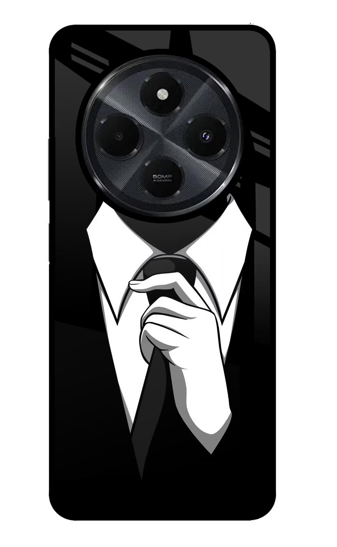 Black Tie Redmi 14C 5G Glass Case Back Cover by Casekaro