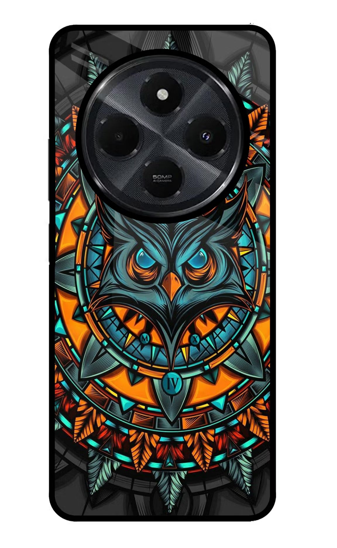 Angry Owl Art Redmi 14C 5G Glass Case Back Cover by Casekaro