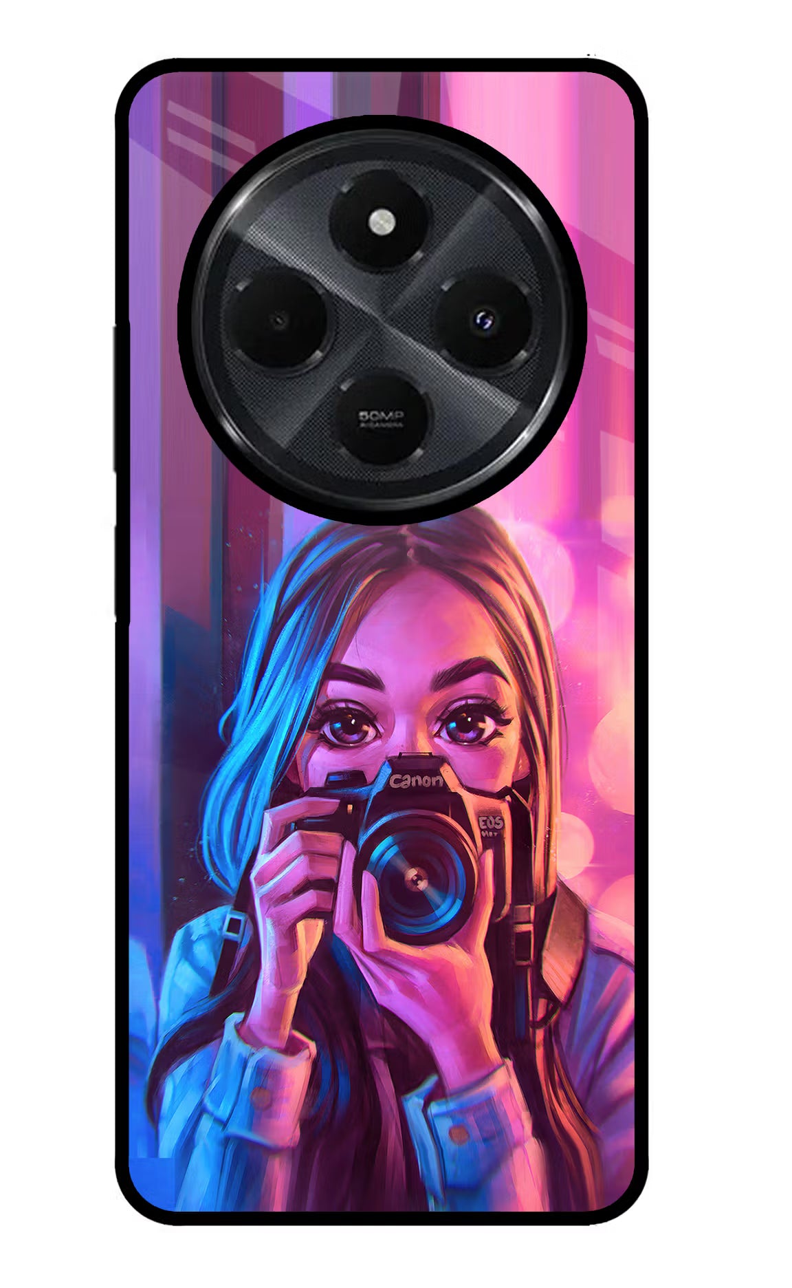 Girl Photographer Redmi 14C 5G Glass Case Back Cover by Casekaro