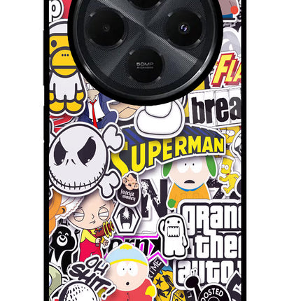Sticker Bomb Redmi 14C 5G Glass Case