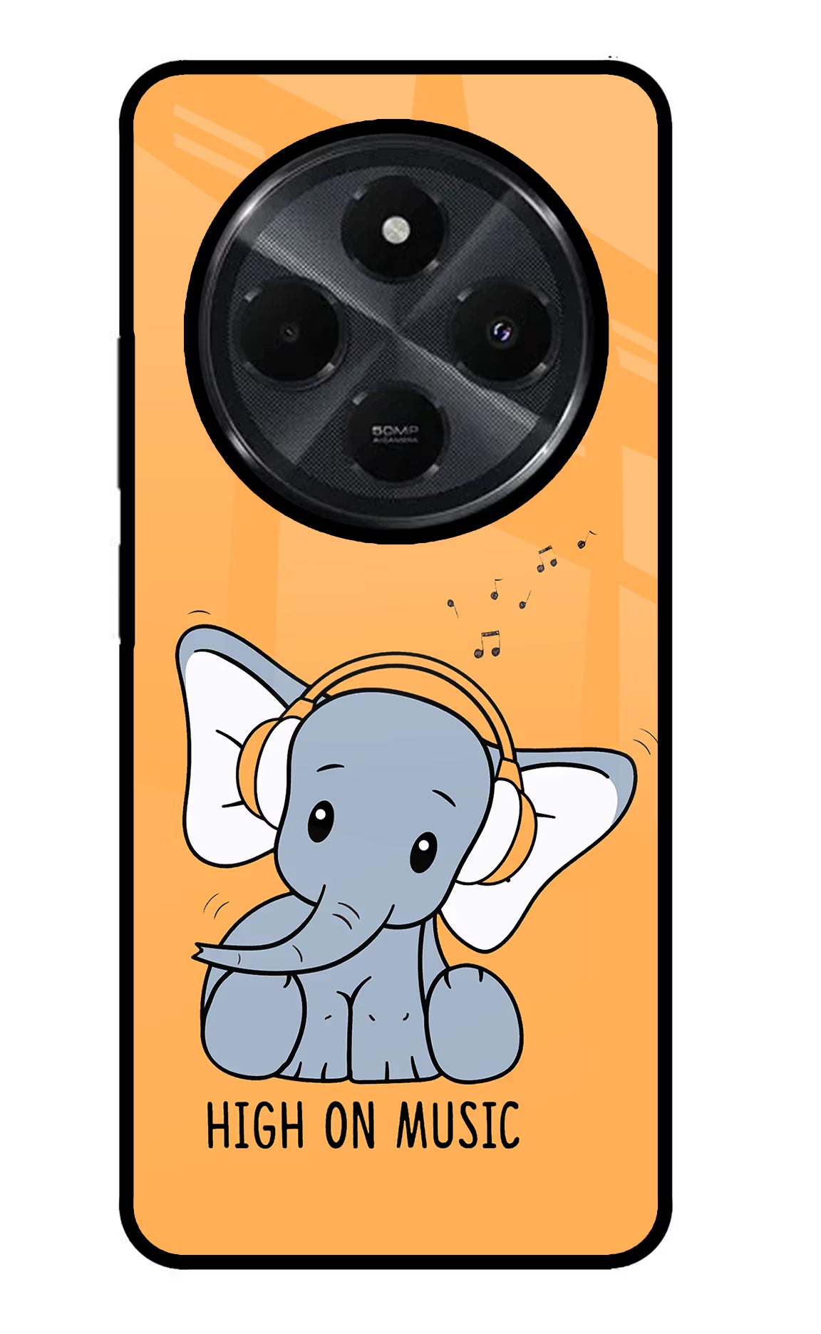 High On Music Redmi 14C 5G Glass Case Back Cover by Casekaro