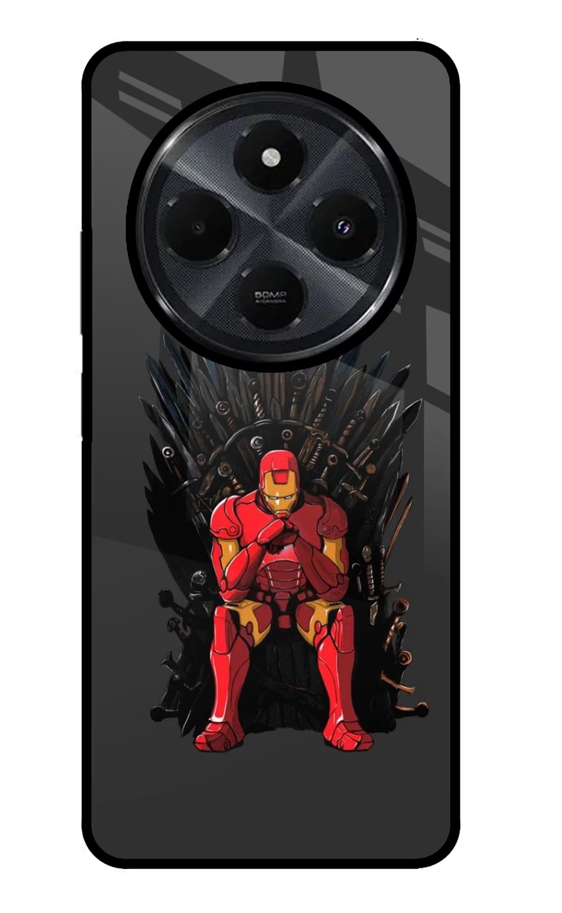 Ironman Throne Redmi 14C 5G Glass Case Back Cover by Casekaro