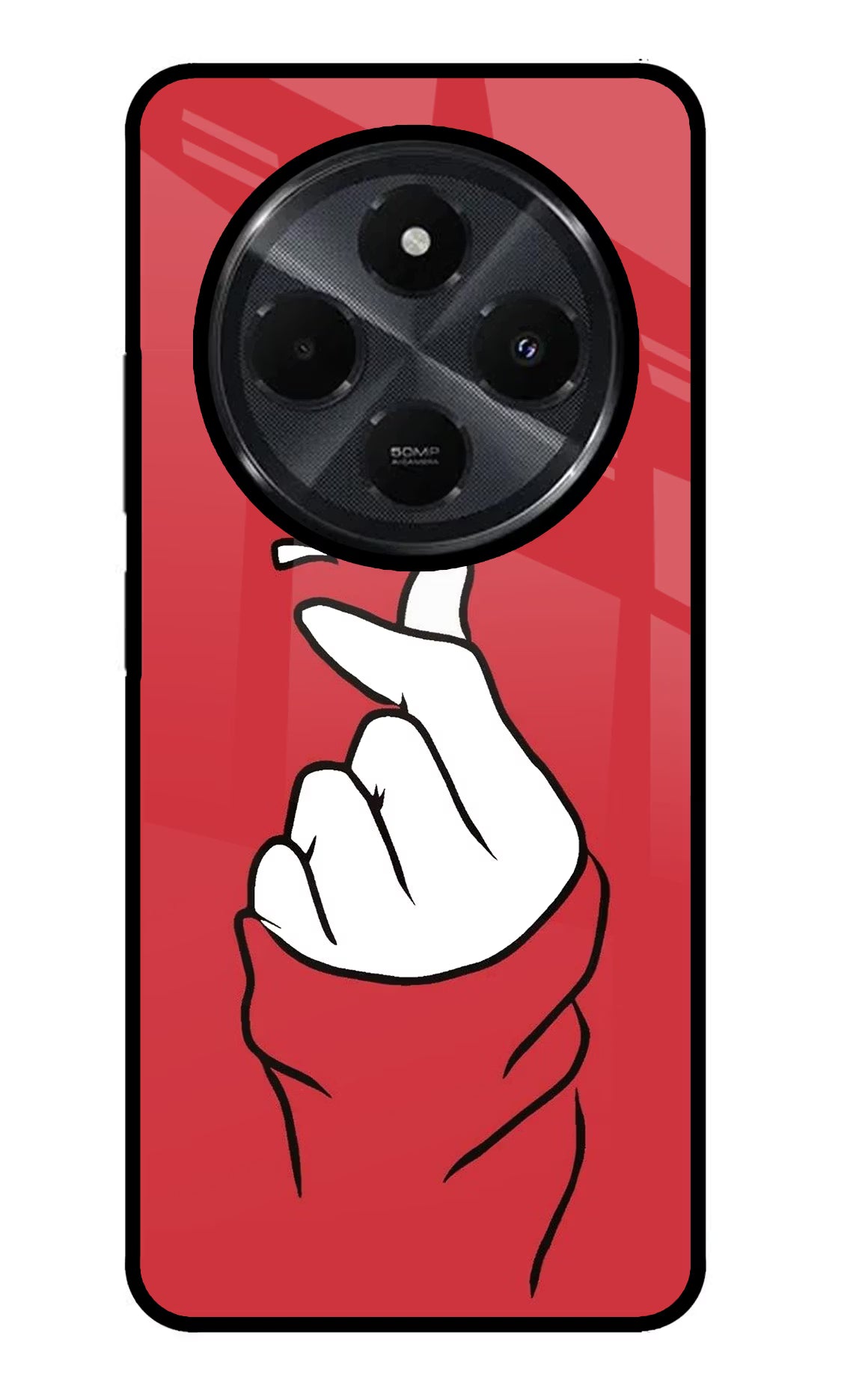 Korean Love Sign Redmi 14C 5G Glass Case Back Cover by Casekaro