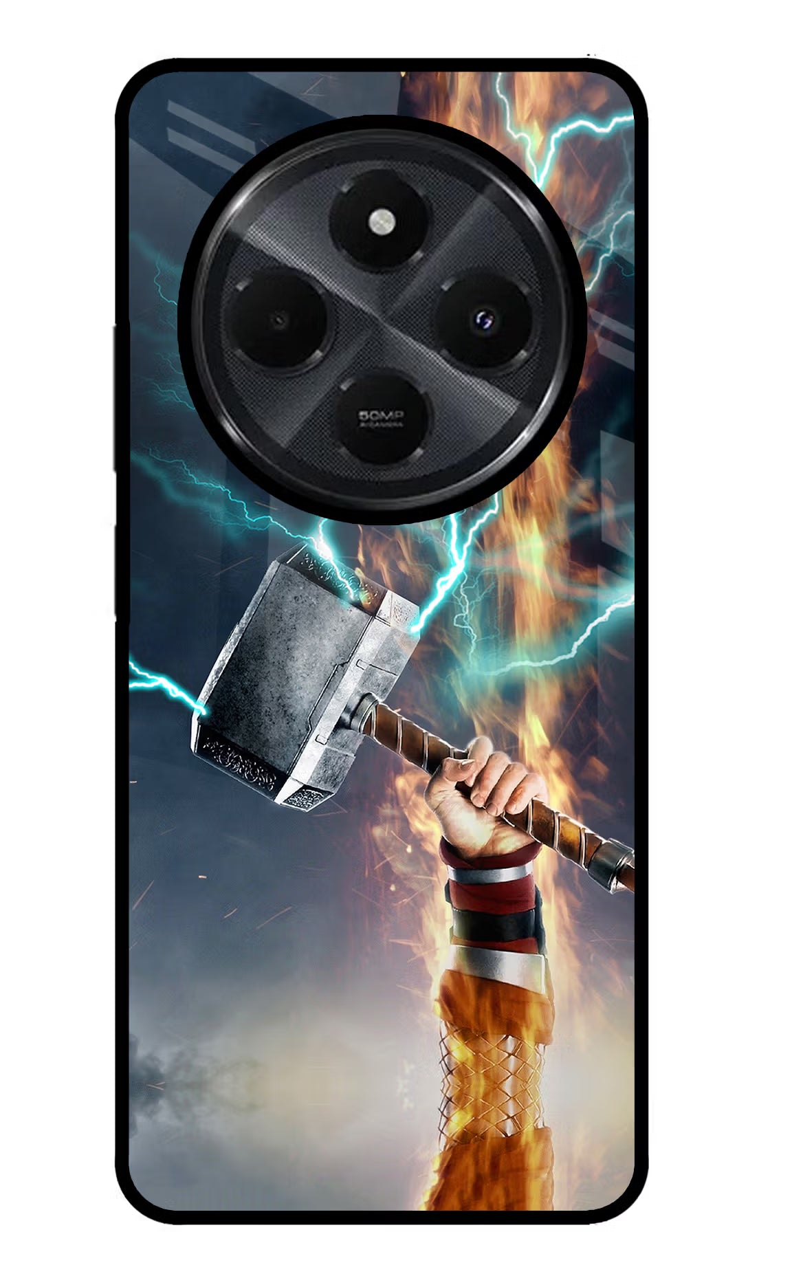 Thor Hammer Mjolnir Redmi 14C 5G Glass Case Back Cover by Casekaro