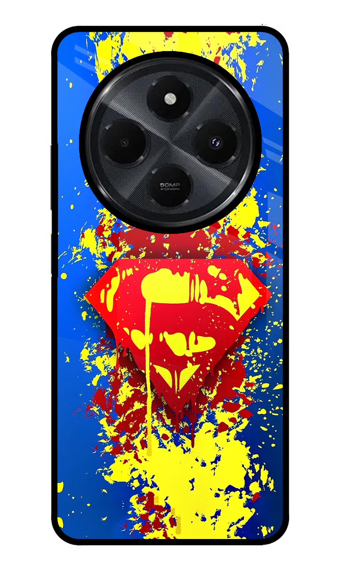 Superman logo Redmi 14C 5G Glass Case Back Cover by Casekaro