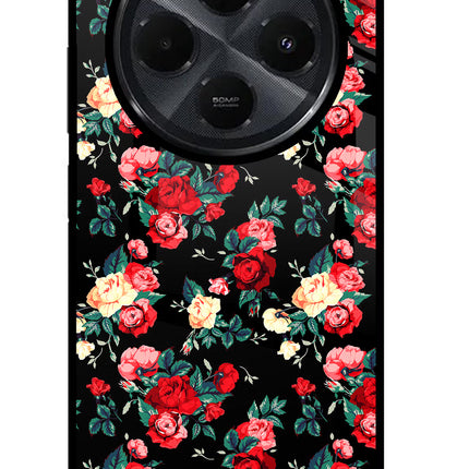 Rose Pattern Redmi 14C 5G Glass Case