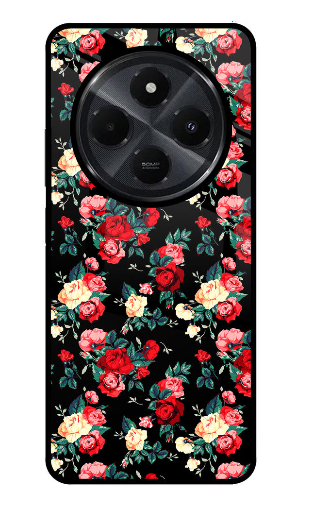 Rose Pattern Redmi 14C 5G Glass Case