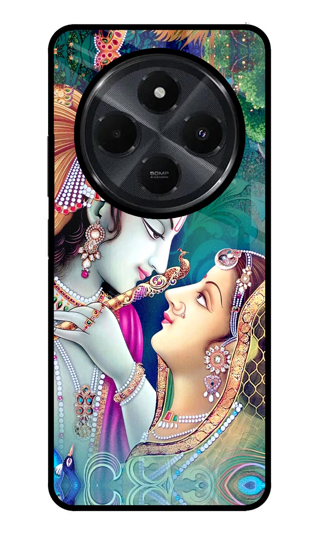 Lord Radha Krishna Redmi 14C 5G Glass Case Back Cover by Casekaro