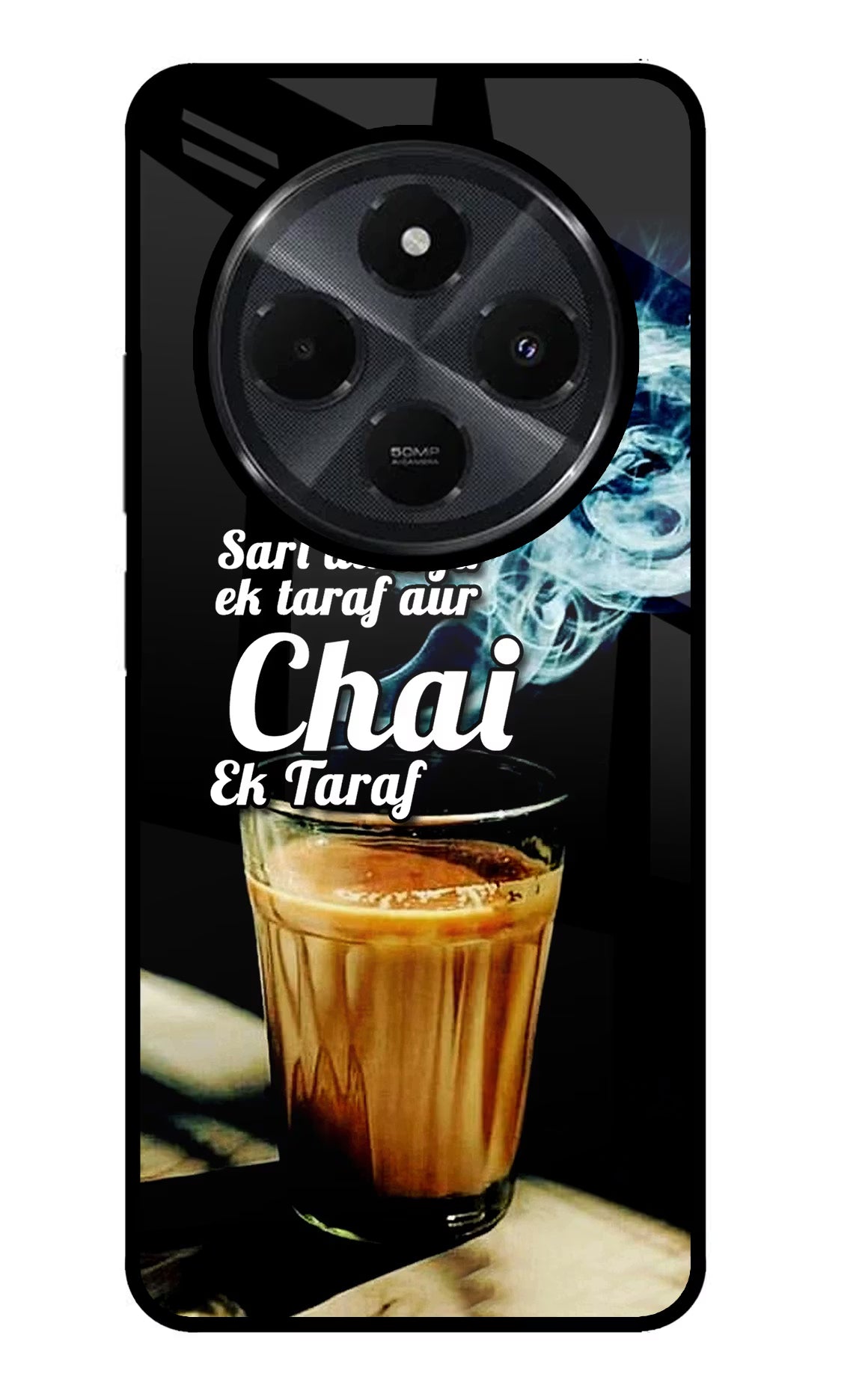Chai Ek Taraf Quote Redmi 14C 5G Glass Case Back Cover by Casekaro