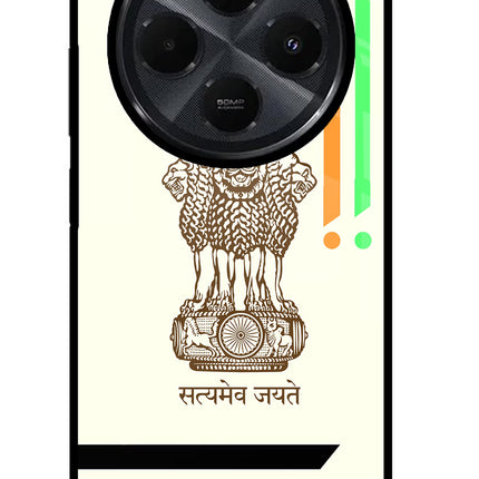 Satyamev Jayate Brown Logo Redmi 14C 5G Glass Case