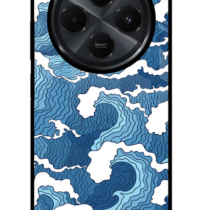 Blue Waves Redmi 14C 5G Glass Case
