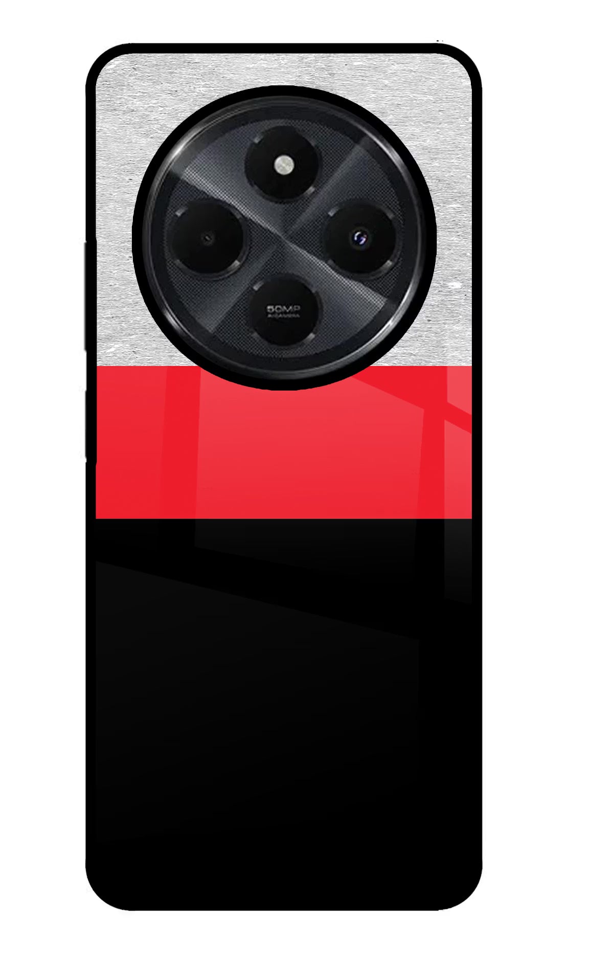 Tri Color Pattern Redmi 14C 5G Glass Case Back Cover by Casekaro