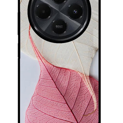 White Pink Leaf Redmi 14C 5G Glass Case